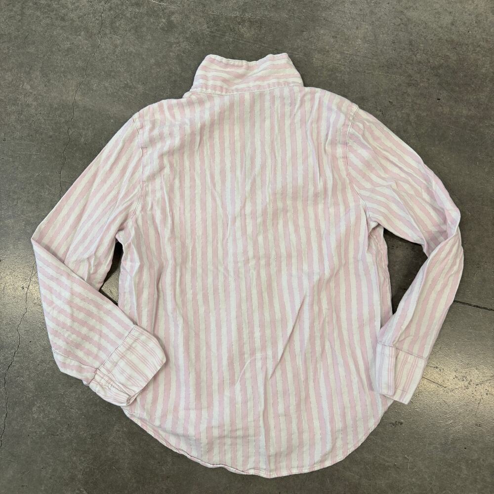 Vintage Y2k Victoria's Secret Pink White Pinstripe Longsleeve Button Up Small - Picture 2 of 5